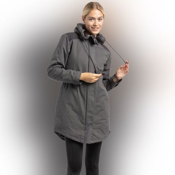 LIV Outdoor Gray “Avery” Lined Mid Length Parka w/Fleece in Hood (Size: Medium) - Picture 1 of 16